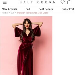 Baltic Born Velvet Wrap Dress Burgundy Sz Medium